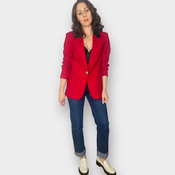 90s Sag Harbor Wool Blazer‎ with Black Collar - Picture 7 of 7